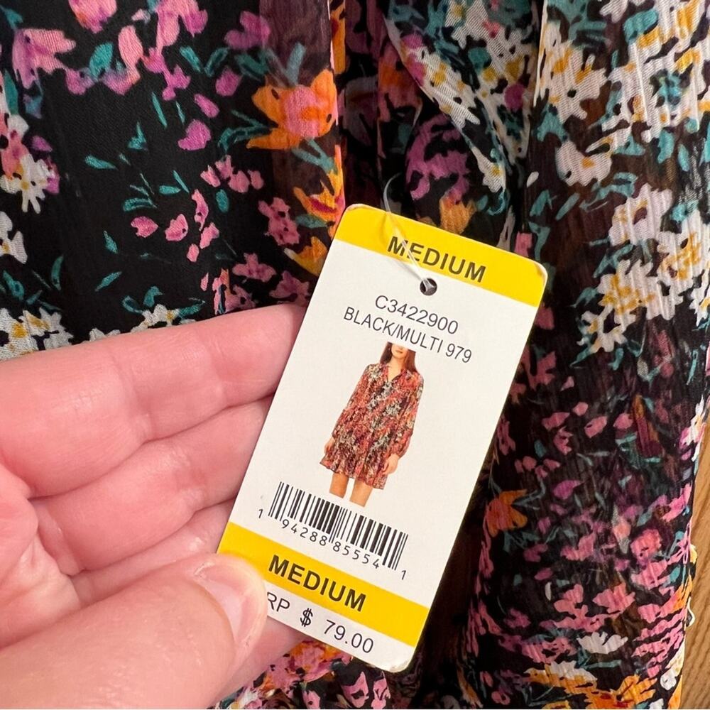 NWT Vince Camuto Tiered Floral Boho Mini Dress Size Medium Festival Concert - Picture 3 of 11